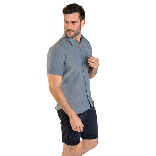 Camisa manga corta para hombre cuello americano color jaspe