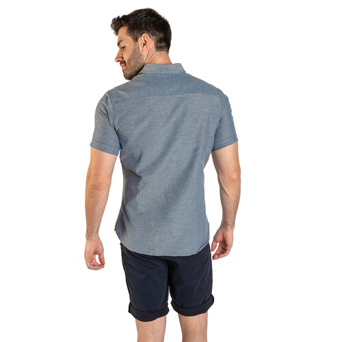 Camisa manga corta para hombre cuello americano color jaspe