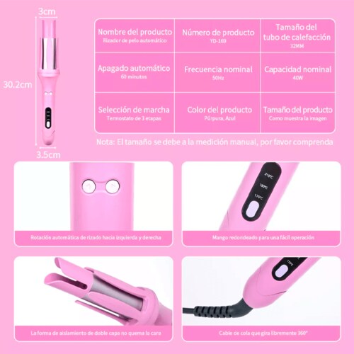 Rizadora Para Cabello Profesional Automática Cerámica 32mm.