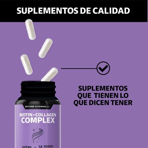 Biotina con Colágeno y Vitaminas Suplemento Alimenticio - 150 Cápsulas