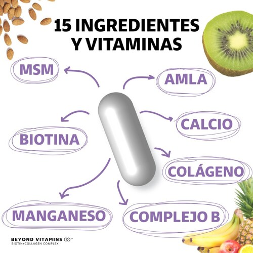 Biotina con Colágeno y Vitaminas Suplemento Alimenticio - 150 Cápsulas
