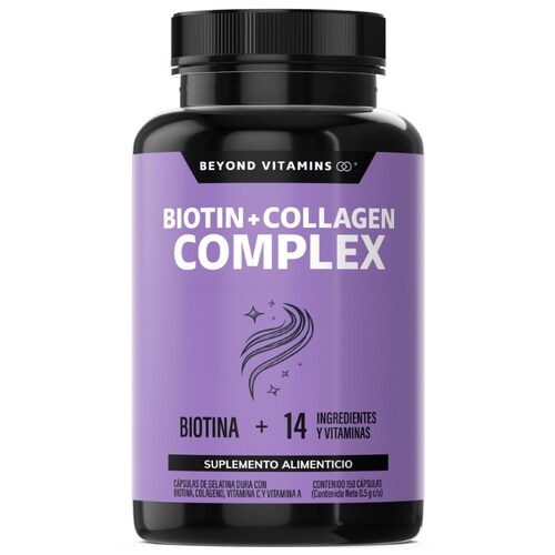 Biotina con Colágeno y Vitaminas Suplemento Alimenticio - 150 Cápsulas