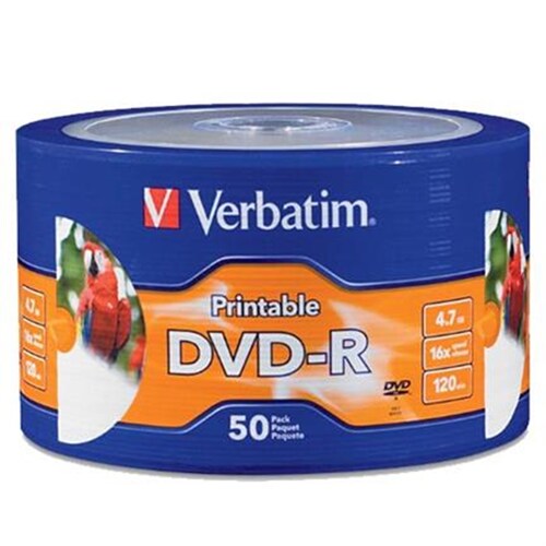 Torre de Discos Virgenes Imprimibles para DVD Verbatim DVD-R 16x 50 Discos