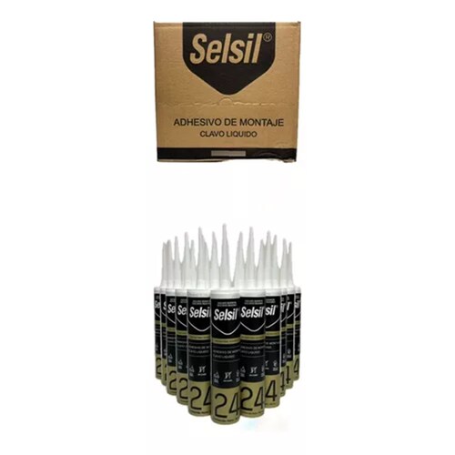 Sel24 Adhesivo De Montaje Clavo Liq Selsil 300 Ml Caja 25 Pz.