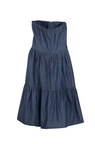 Vestido de dama A ÁNGELOZANO tipo corset, escote corazón con telar rosa, de mezclilla, AL-W60.