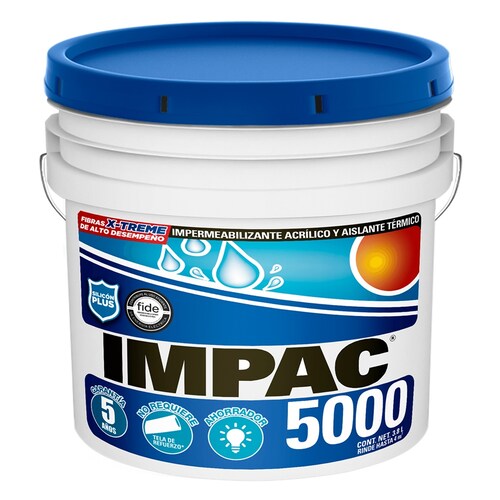Impermeabilizante Acrilico Fibratado 5 Años blanco Impac5000