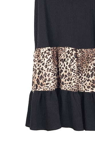 Falda de dama A ÁNGELOZANO maxi falda manta teñida animal print, color negro, AL-W65.