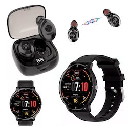 Reloj Smartwatch Inteligente Impermeable Bluetooth 1.39 Lige Color Negro smart watch mas Audífonos Inalámbricos Santana Bluetooth Manos Libres In Ears