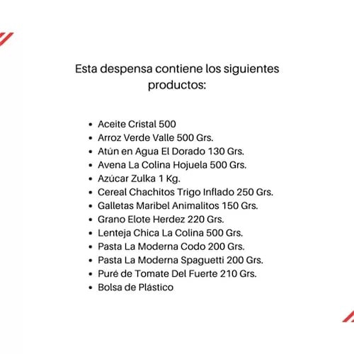 Despensa Empresarial Básica En Bolsa 12 Alimentos