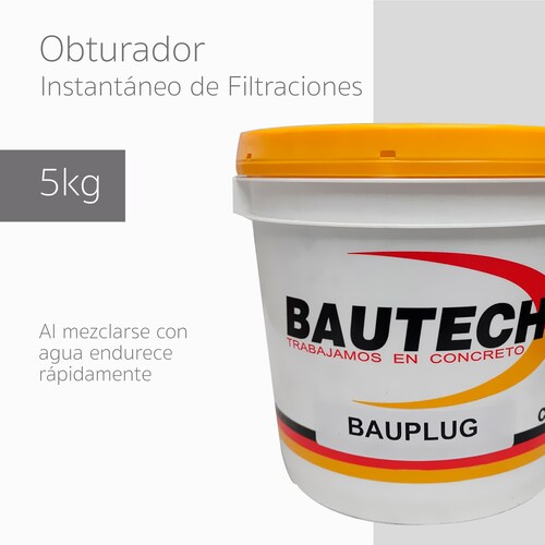 Mortero Obturador Instantáneo Para Filtraciones Bauplug 5kg.
