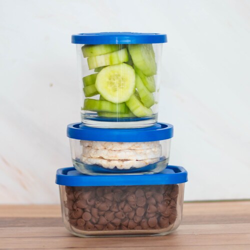 Igloo Juego De 2 Contenedores De Vidrio Con Tapa Azul 500ml