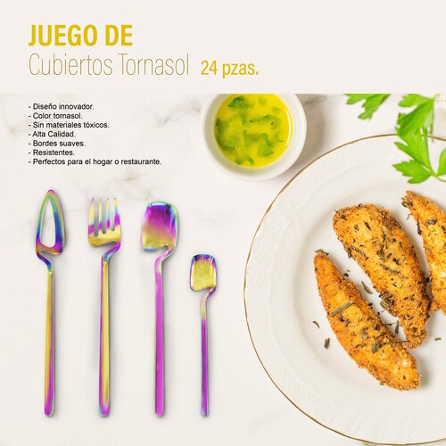 Juego de Cubiertos de Acero Inoxidable Futurista Tornasol