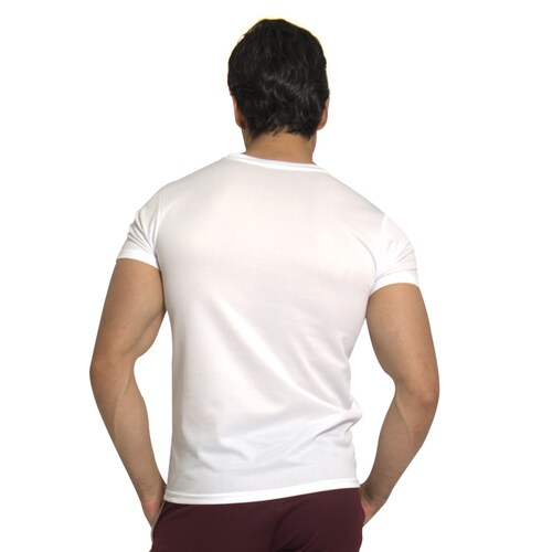 Playera Deportiva Manga Corta Cuello V Color Blanca Para Hombre CHB Chili Beans Clothing Co..