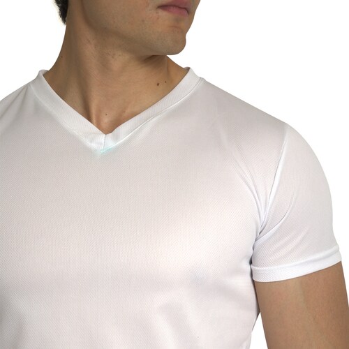 Playera Deportiva Manga Corta Cuello V Color Blanca Para Hombre CHB Chili Beans Clothing Co..