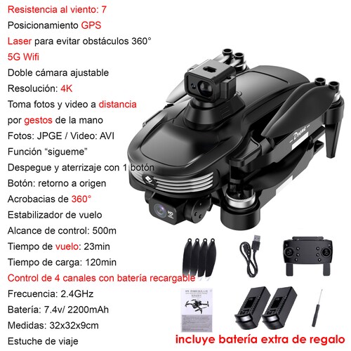 Drone Vak F3pro 5g Gps Laser 2 Camaras 4k App Wifi.