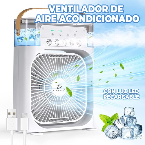Ventilador de Aire Acondicionado Portátil Tanque de Agua USB con Luz LED.