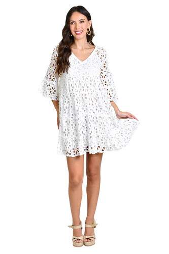 Vestido detalle calado /Juvenil, 8515 (Blanco) 