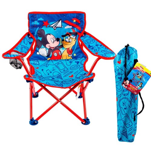 Silla Plegable Infantil Disney Con Bolsa De Transporte Mickey y Minnie Mouse.