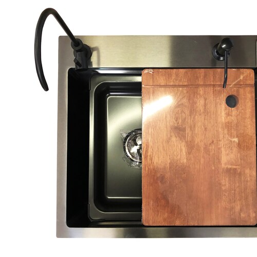 Tarja para Cocina Fregadero de Lujo Con Cascada Acero Inoxidable 80xm X 46cm X 20cm .
