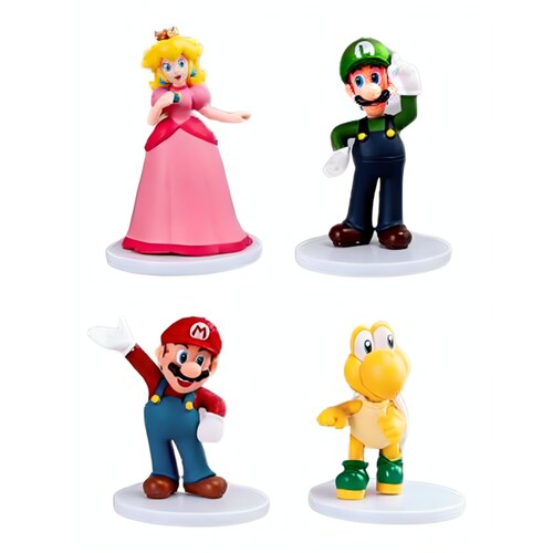 Figuras Super Mario Bros set 4 piezas Luigi Peach Mario Koppa .