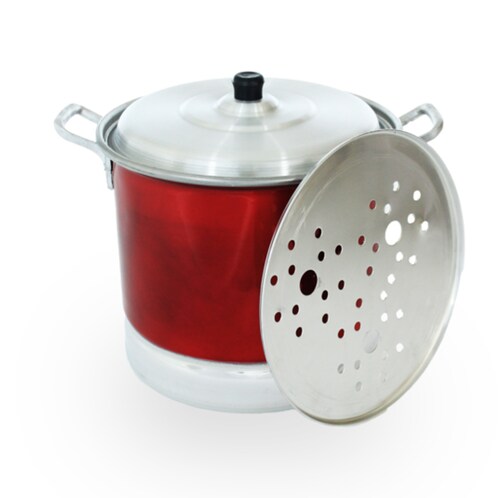 Vaporera De Aluminio Pintada Roja No. 28 Capacidad De 15 Litros.