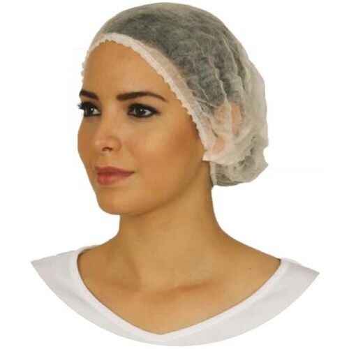 Cofia desechable blanca plisada Paq 100 pz