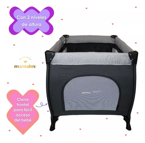 Cuna Corral Para Bebé | Plegable | Mosquitero Ts002 - Negro