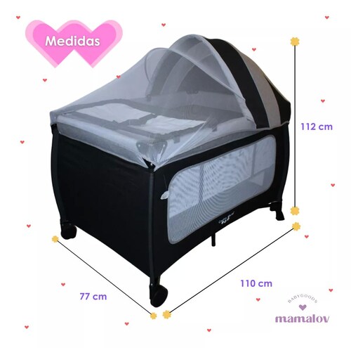 Cuna Corral Para Bebé | Plegable | Mosquitero Ts002 - Negro