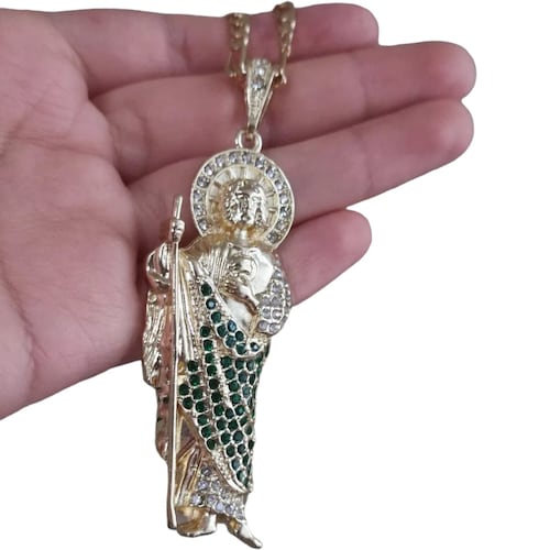 Collar hombre, San Judas Tadeo oro laminado 18 kilates, cadena oro, medalla San Judas Tadeo.