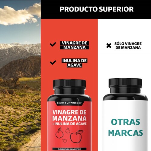 Vinagre de Manzana, Inulina de Agave, Vitaminas Suplemento Alimenticio - 150 Cápsulas
