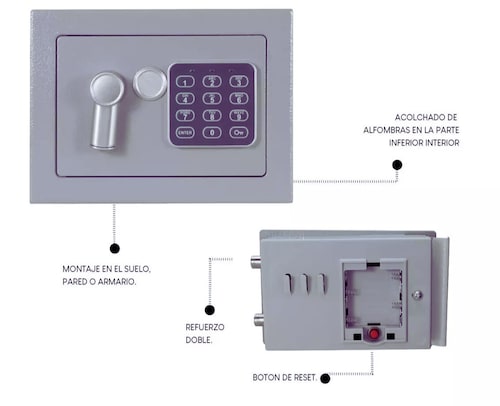 Caja Fuerte Electrónica Con Código Digital y llave.
