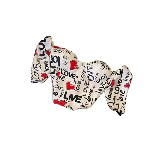 Blusa Top San Valentin Blanca Love Corazones Rojos DM. 