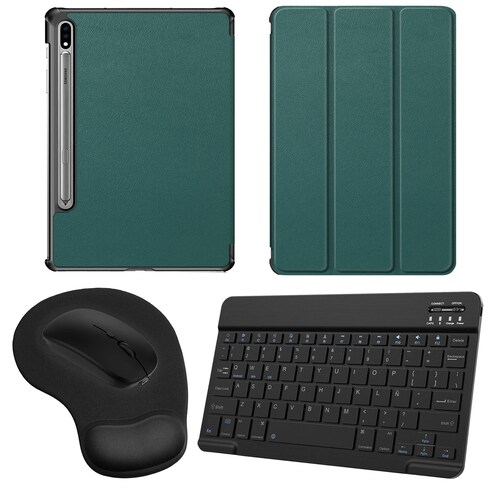 Funda + Teclado + Ratón Para Samsung Tab S9+ Plus 12.4 Sm-x810 2023 (Verde Olivo).