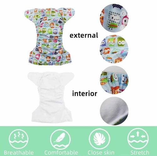 Pañales Ecologicos Reutilizables  Niño Alva Baby unitalla 3 pz