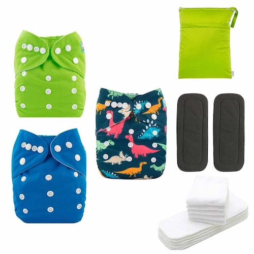 Pañales Ecologicos Reutilizables  Niño Alva Baby unitalla 3 pz