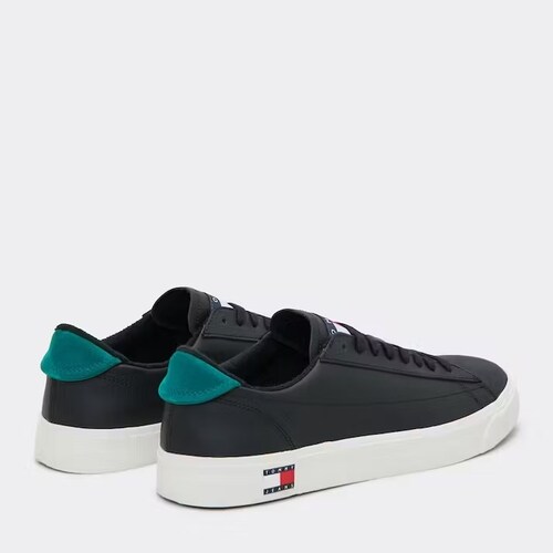 Tenis Tommy Jeans Badge Negro Blanco de Caballero Original.