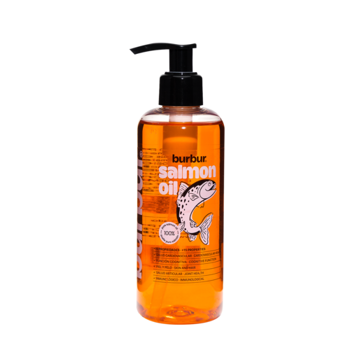 Burbur Aceite Puro de Salmón de 250 ml para Perros y Gatos.