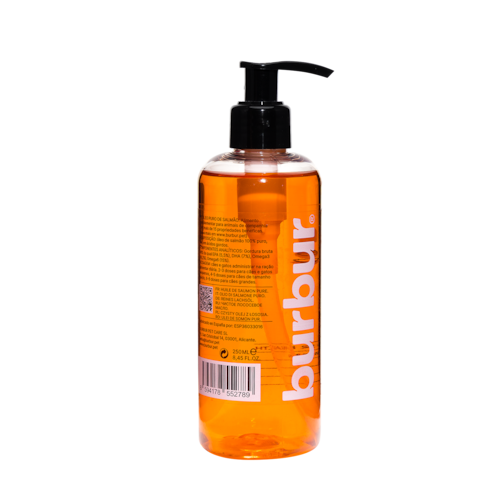 Burbur Aceite Puro de Salmón de 250 ml para Perros y Gatos.