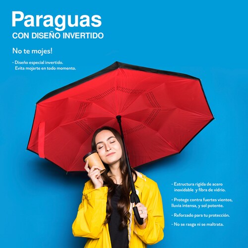 Paraguas con Diseño Invertido Negro / Rojo 