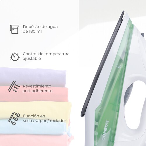 Daewoo Plancha de Vapor DSI-9203, Control de Temperatura con potencia de 1200W.