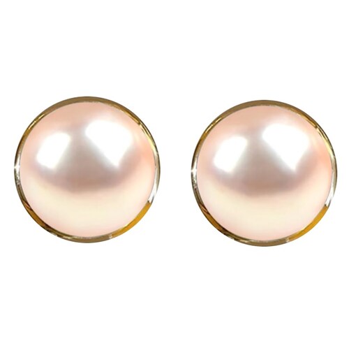 Aretes Perla Cultivada Chapa Oro Blancos Negros Y Rosas A 068.