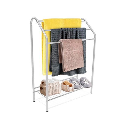 Toallero para baño de Acero Inoxidable, 3 Niveles de Almacenamiento y 1 Estante para Accesorios de baño. Mueble para baño contemporáneo
