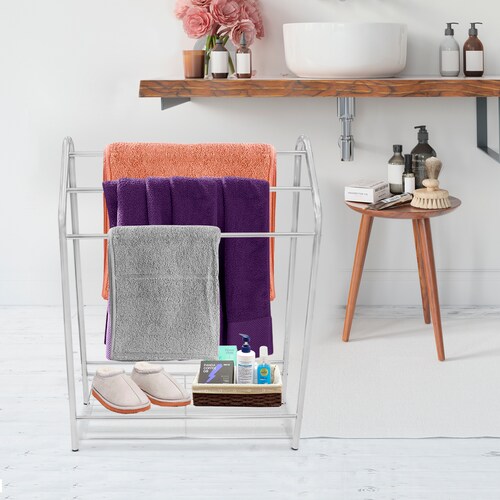 Toallero para baño de Acero Inoxidable, 3 Niveles de Almacenamiento y 1 Estante para Accesorios de baño. Mueble para baño contemporáneo