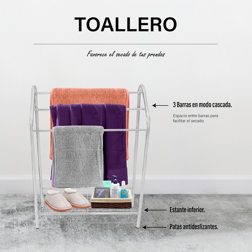 Toallero para baño de Acero Inoxidable, 3 Niveles de Almacenamiento y 1 Estante para Accesorios de baño. Mueble para baño contemporáneo
