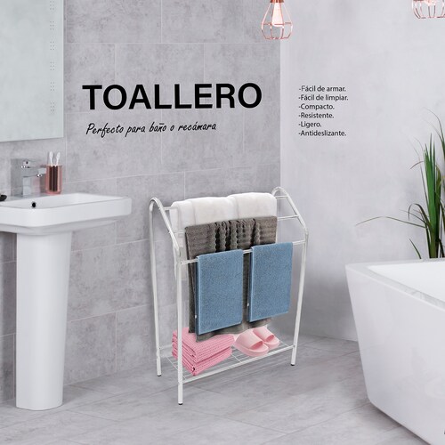 Toallero para baño de Acero Inoxidable, 3 Niveles de Almacenamiento y 1 Estante para Accesorios de baño. Mueble para baño contemporáneo