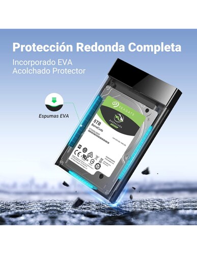 Carcasa para Disco Duro USB 3.0 Ugreen con UASP 2.5" Negro.