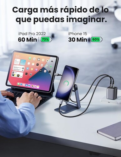 Cable USB-C a Tipo C 60W Ugreen Reversible con Nylón de 2m Negro.