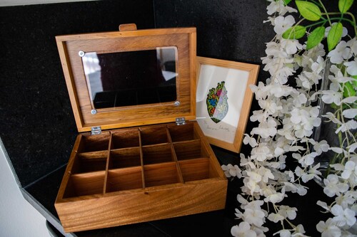 Organizador de Te Parota-Caja de Madera de Parota.