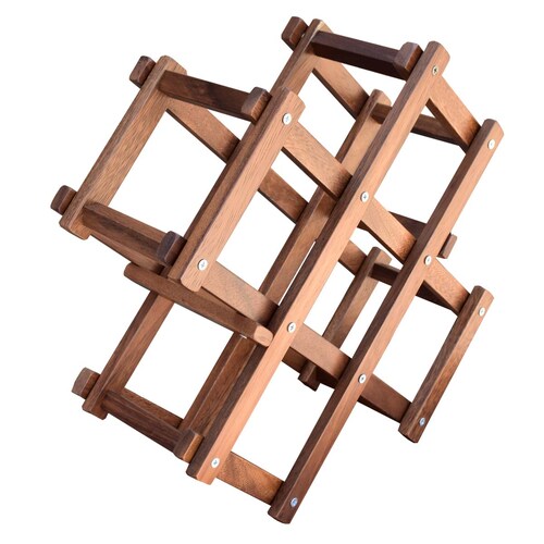 Cava de Madera de Parota Plegable Porta Botellas para vinos Capacidad 6 Botellas.