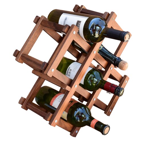 Cava de Madera de Parota Plegable Porta Botellas para vinos Capacidad 6 Botellas.